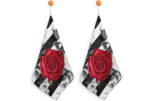 FekiLoot Black White Stripes Red Rose Flowers Hand Towel for Bathroom Ultra Soft Face Towel Extra Absorbent Washcloth Reusabl