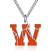 AIAINAGI Basketball Letter Necklace - Men's Basketball Charm Pendant, Stainless Steel Silver Chain, 22 inch Personalized Gift