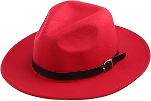 MONSHMU Men Women Bowknot Hard Felt Fedora Panama Bowler Wide Hat Brim Gangster Cap Awards Memorial