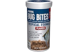 Fluval Bug Bites Tropical Fish Food, Flakes for Small to Medium Sized Fish, 3.17 oz., A7332, Brown