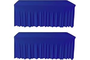 Gowinex 2 Pack 6ft Royal Blue Spandex Table Skirt Spandex Tablecloth Stretch Fitted Table Cover for 72Lx30Wx30H Inch Rectangular Table