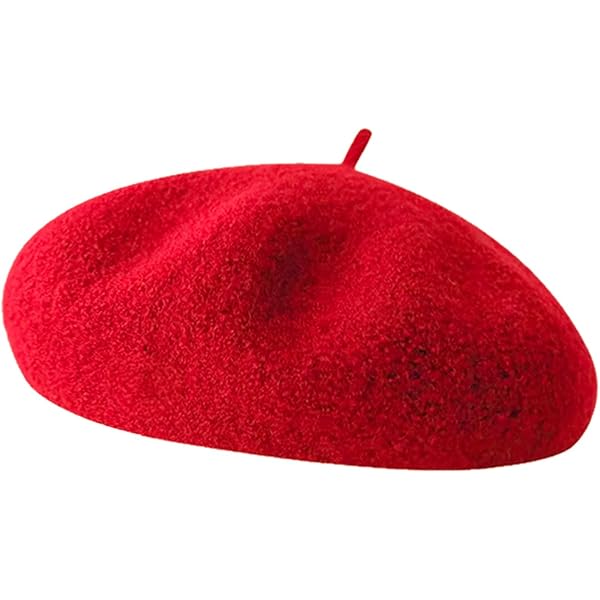 Unbound Red Beret: One Size Wool Beret with Embroidered 