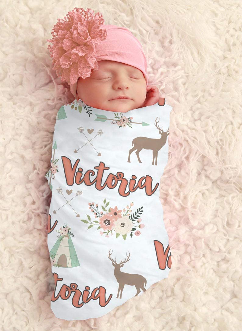 monogrammed swaddle blanket