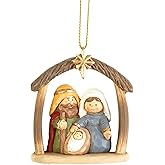 Dicksons Natural Tone Holy Family in Creche 2 inch Resin Decorative Hanging Ornament