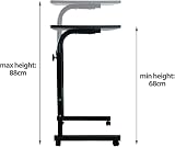 simpahome Height Adjustable Mobile Table with Castors Black view 6