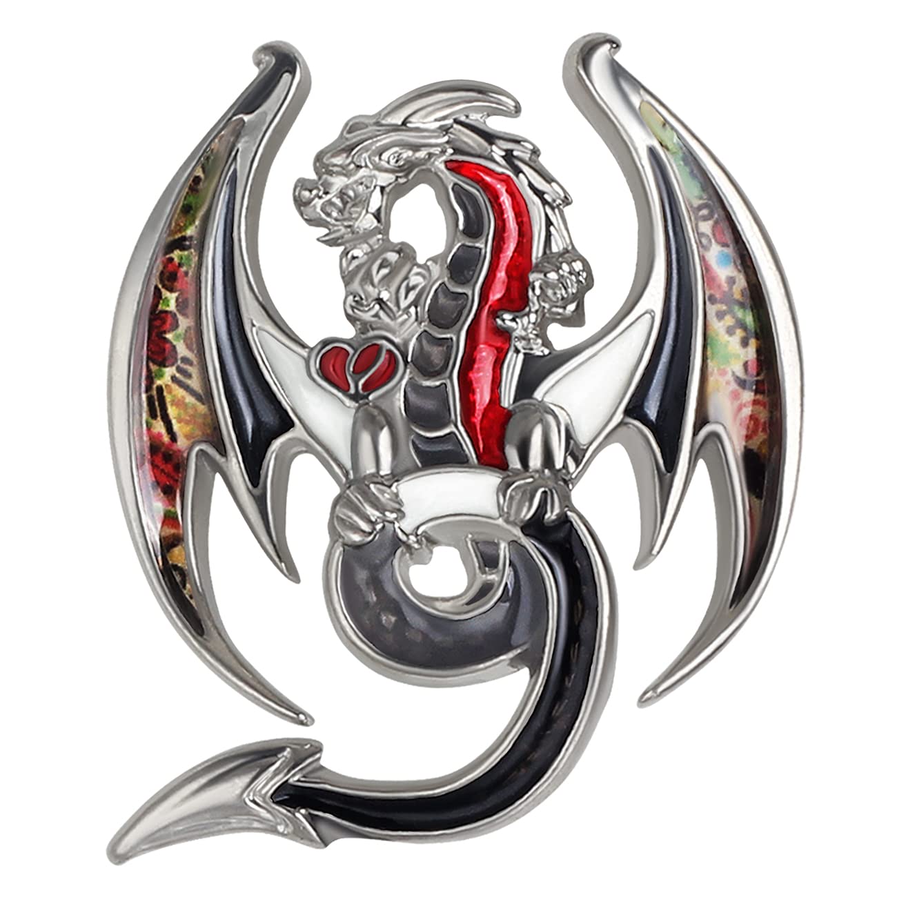 BONSNY Enamel Alloy Fantasy Dragon Brooch Dinosaur Pins Jewellery for Women Girls Scarf Clothing Accessories Gift (Black)