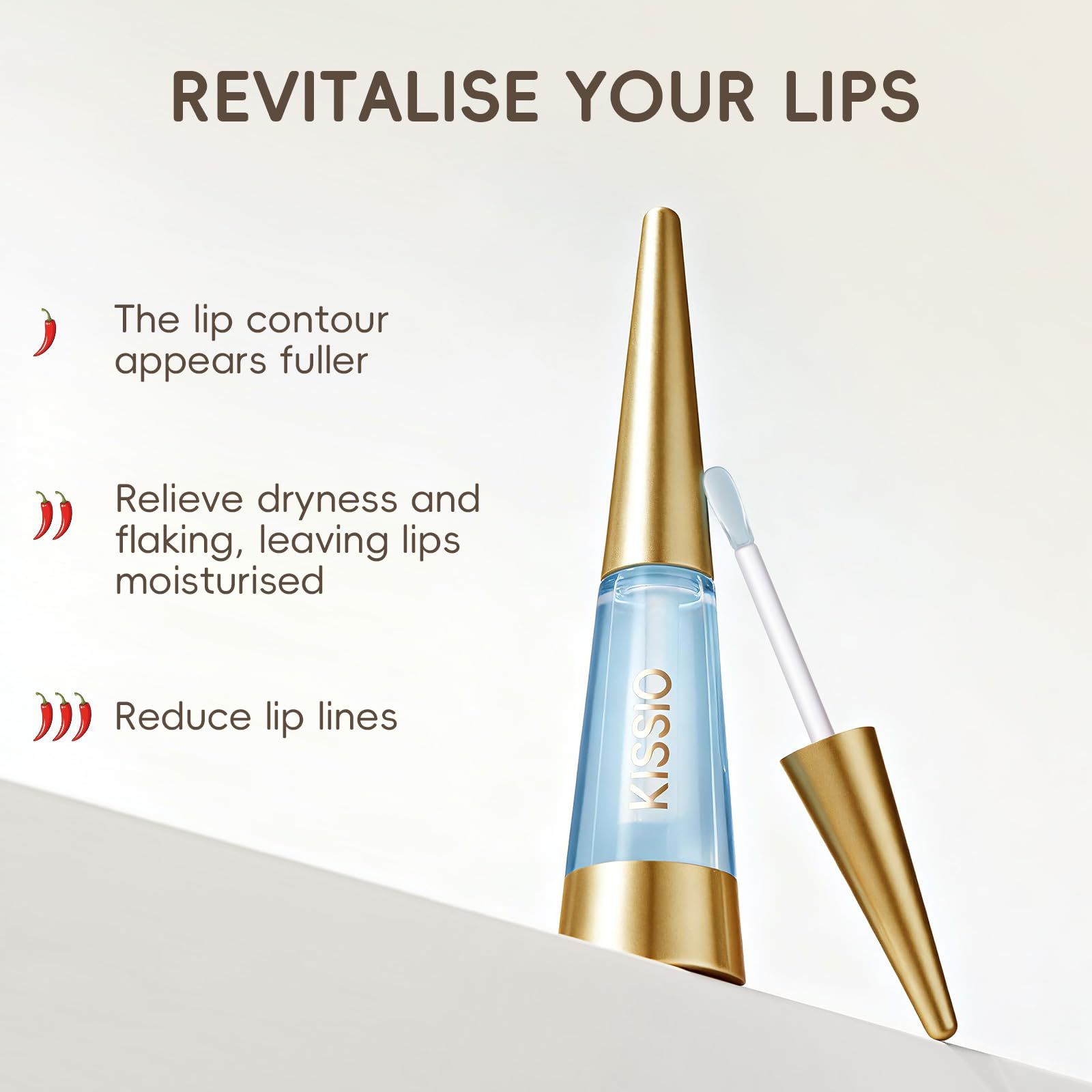 KISSIO PLUMP Lippenfüller,9 ml,maximale Fülle mit Ingwer und Peptiden,extremer Lippenfüller,feuchtigkeitsspendend, Lippenauffüllung,Lippenkonturpflege,Lipgloss,Expert 3
