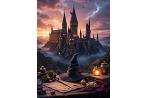 EIBEILI Magic Castle Diamond Art Kits for Adults,5D Magic Hat Full Round Drill Diamond Painting Kits for Adults Beginners,DIY Diamond Painting Gem Art Kits for Gift Home Wall Decor 12x16inch