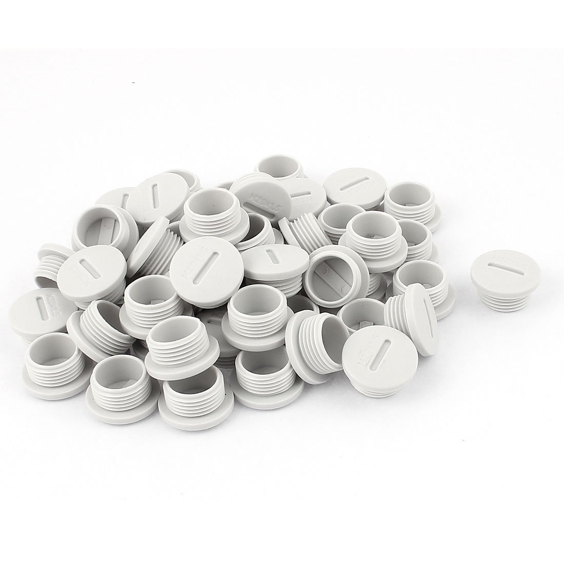 Sourcingmap 50pcs Grey Nylon Round Head Blanking Cap End Threaded M20 x 8mm
