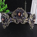 FUMUD Luxury Vintage Gold Wedding Crown Alloy Bridal Tiara Baroque Queen King Crown Purple Crystal Tiara Crown