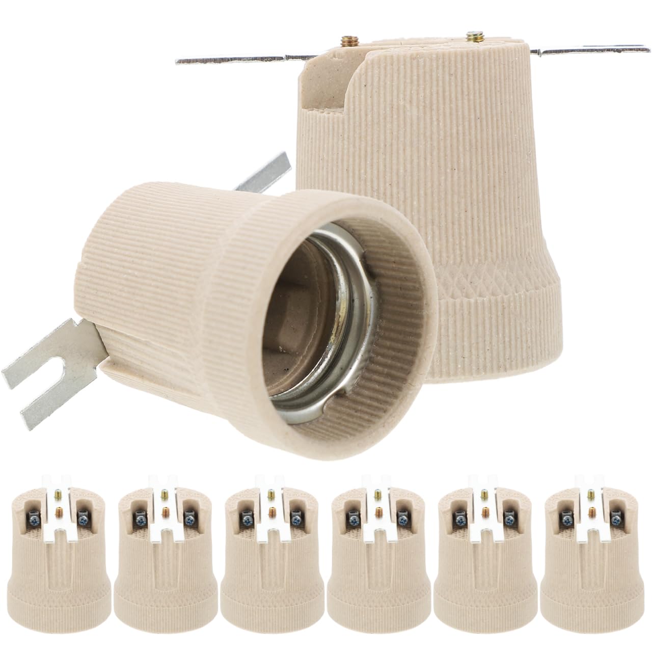 DOITOOL 12Pcs E27 Lamp Holder Ceramic Bulb Socket - Porcelain Edison Screw Light Fitting Replacement - Thick Heat Resistant Base Bracket for Rep-tile Brooder Chandelier DIY Pendant Home Bar Hotel Use