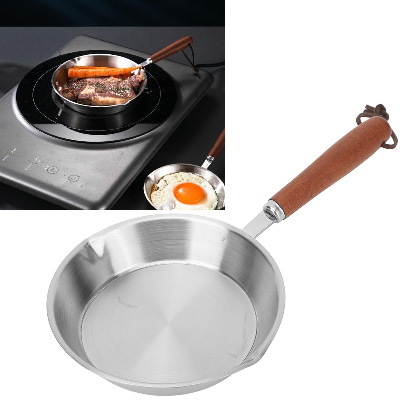 Mini Fry Pan, Uniform Heating Stainless Steel Multiple Use Frying Pan, 12cm Induction Frying Pan, Non Stick for Induction Cooker for Restaurant (12CM)