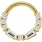 Lantine Septum Ring Gold 16G Daith Piercing Jewelry Cz 316 Surgical Steel Hinged Segment Cartilage Hoop Earrings for Daith, Tragus, Rook Piercing Jewelry 8-10mm