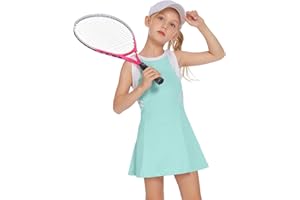 Zaclotre Girls Tennis Dress Cute Golf Outfit Sleeveless Workout Athletic Dresses with Shorts Pockets