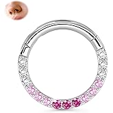BodyBonita 16G Gradient CZ Septum Rings Jewelry - 316L Surgical Steel Nose Rings Hoops for Women 16G Nose Piercings Cartilage Earrings Helix Rook Tragus Daith Conch Piercing Jewelry 8mm