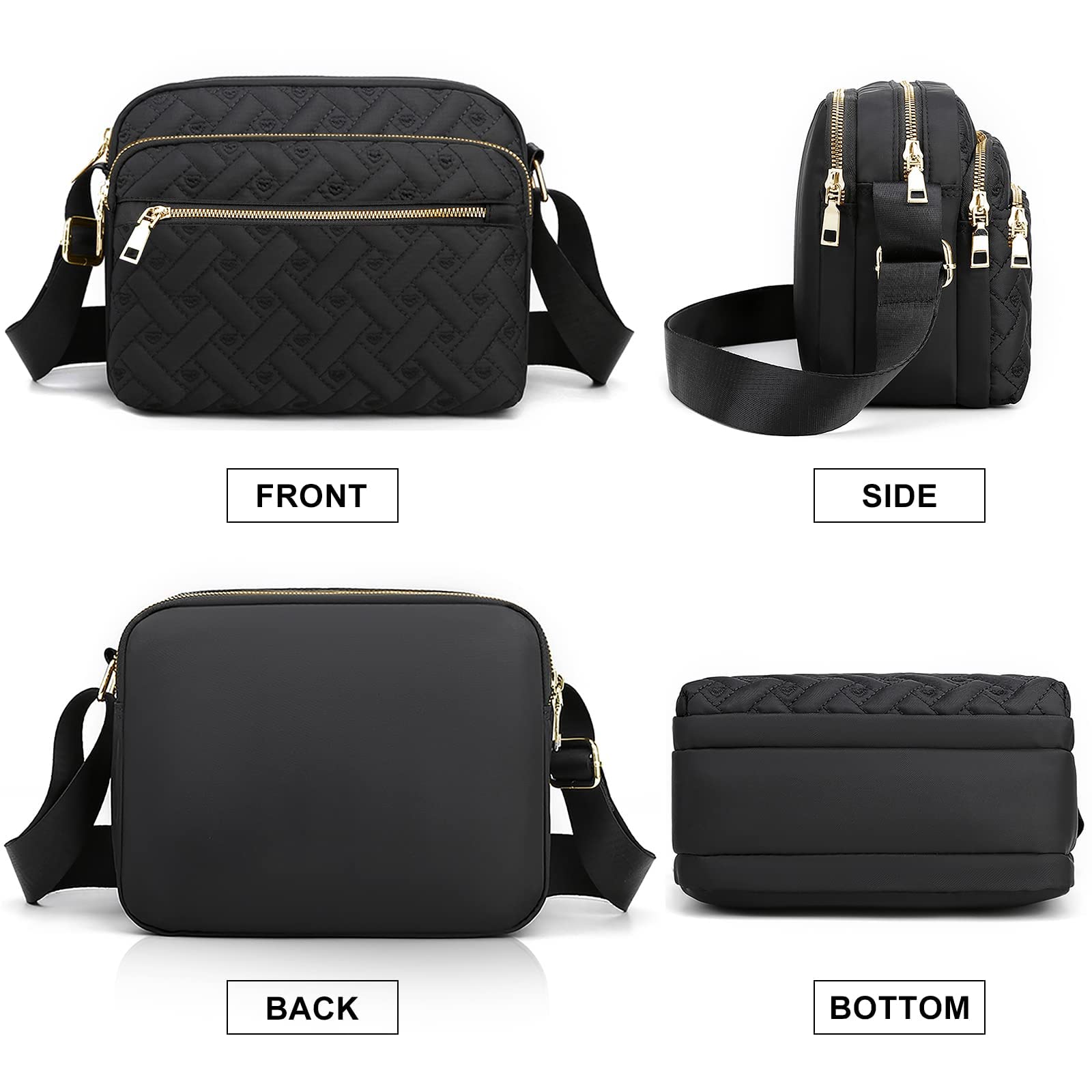 Medium Nylon Crossbody Bags for Women Trendy Crossbody Purses Travel Large Cross Body Bag Quilted Purse