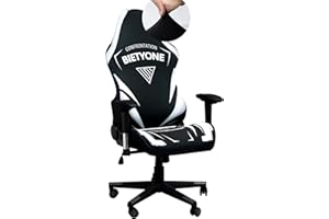 BIETYONE Gaming Chair Cover (No Chair) Office Computer Chair Covers, Air Layer Fabric Stretchable and Washable Armchair Cover Game Chair Cover Computer Boss Chair Cover,Black and White