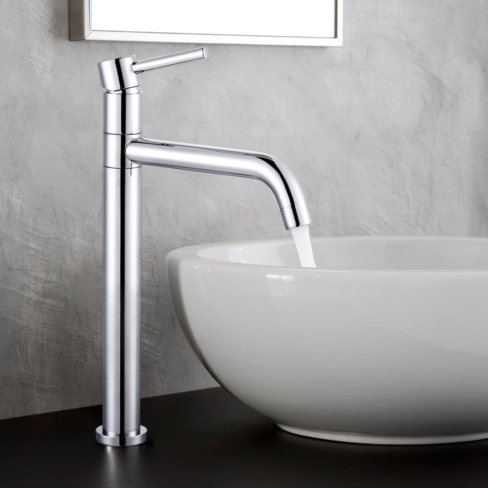 ARCORA Bathroom Tap High Wash Basin Mixer Tap 360° Swivelling Tap Bathroom Mixer Tap with High Spout