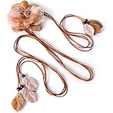 LumiSyne Women's Braided Rope Belt Big Decor Flower Thin Waist Belt Leaf Pendant Bohemian Knotted Rope Chain Belt For Dress