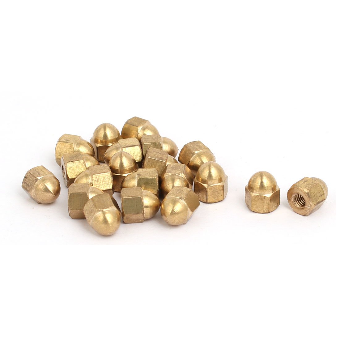 Sourcingmap 20pcs M3 Female Thread Nut DIN1587 Dome Cap Head Hex Brass Tone