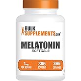 BulkSupplements.com Melatonin 1mg Softgels - Melatonin for Adults, Sleep Supplement - 1mg Melatonin per Serving, Gluten Free, 1 Softgel per Serving, 365 Count (Pack of 1)