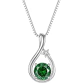 SeiMios 925 Sterling Silver Birthstone Necklaces for Women Twisted Infinity Pendant Necklace
