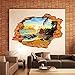 LRRH 3D Beautiful and Peaceful Sunset Beach Scenery Removable Wall Art Sticker Decal Home Décor