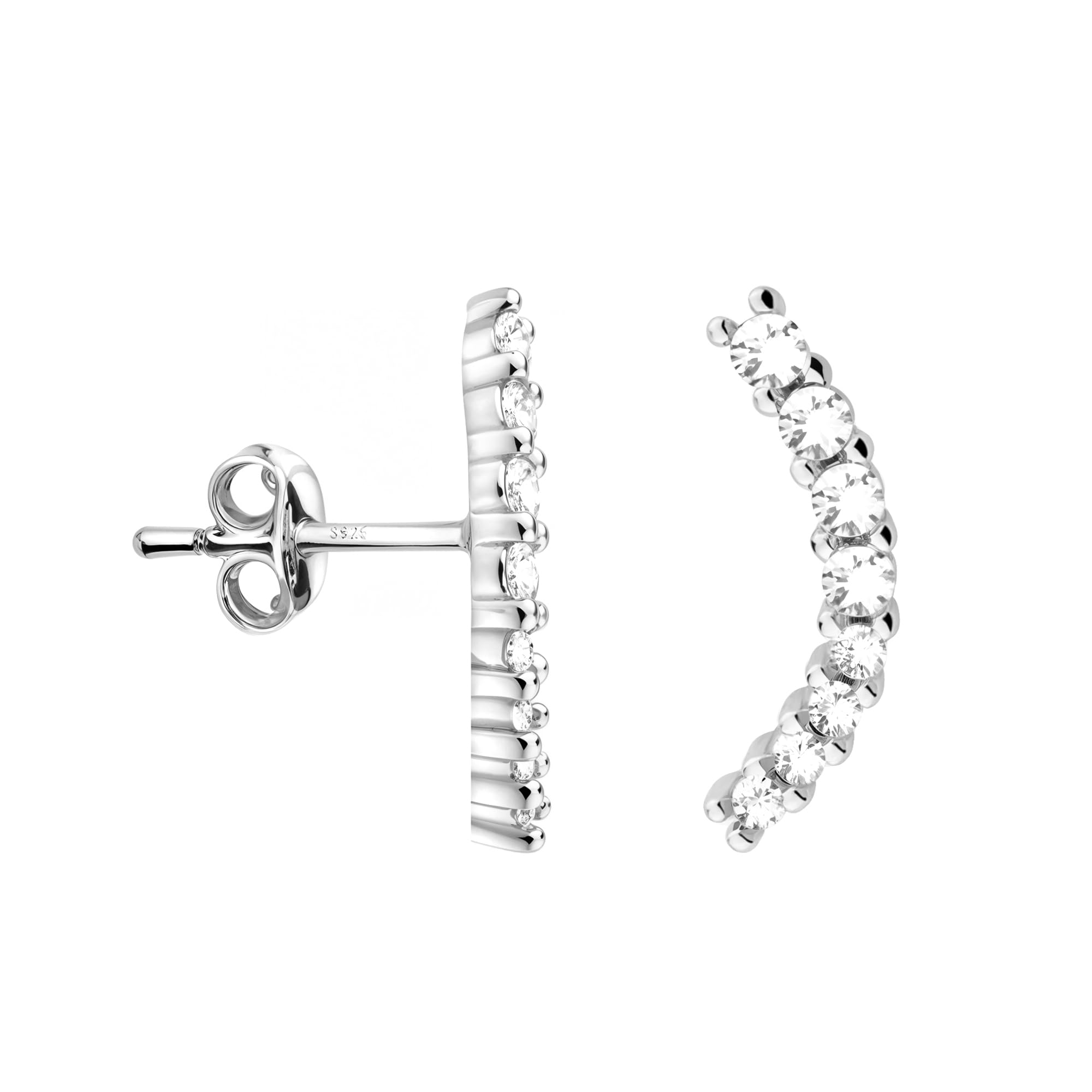 SOFIA MILANI - Women's Earrings 925 Silver - With Zirconia Stones - Curved Stud Earring - E0115