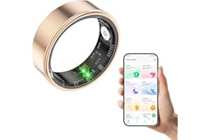 MERNEUO Smart Ring, Health and Fitness Tracker With Calories/Heart Rate/Blood Oxygen/Blood Pressure/Sleep Monitoring, IP68 Waterproof Step Tracker (Gold, #10)
