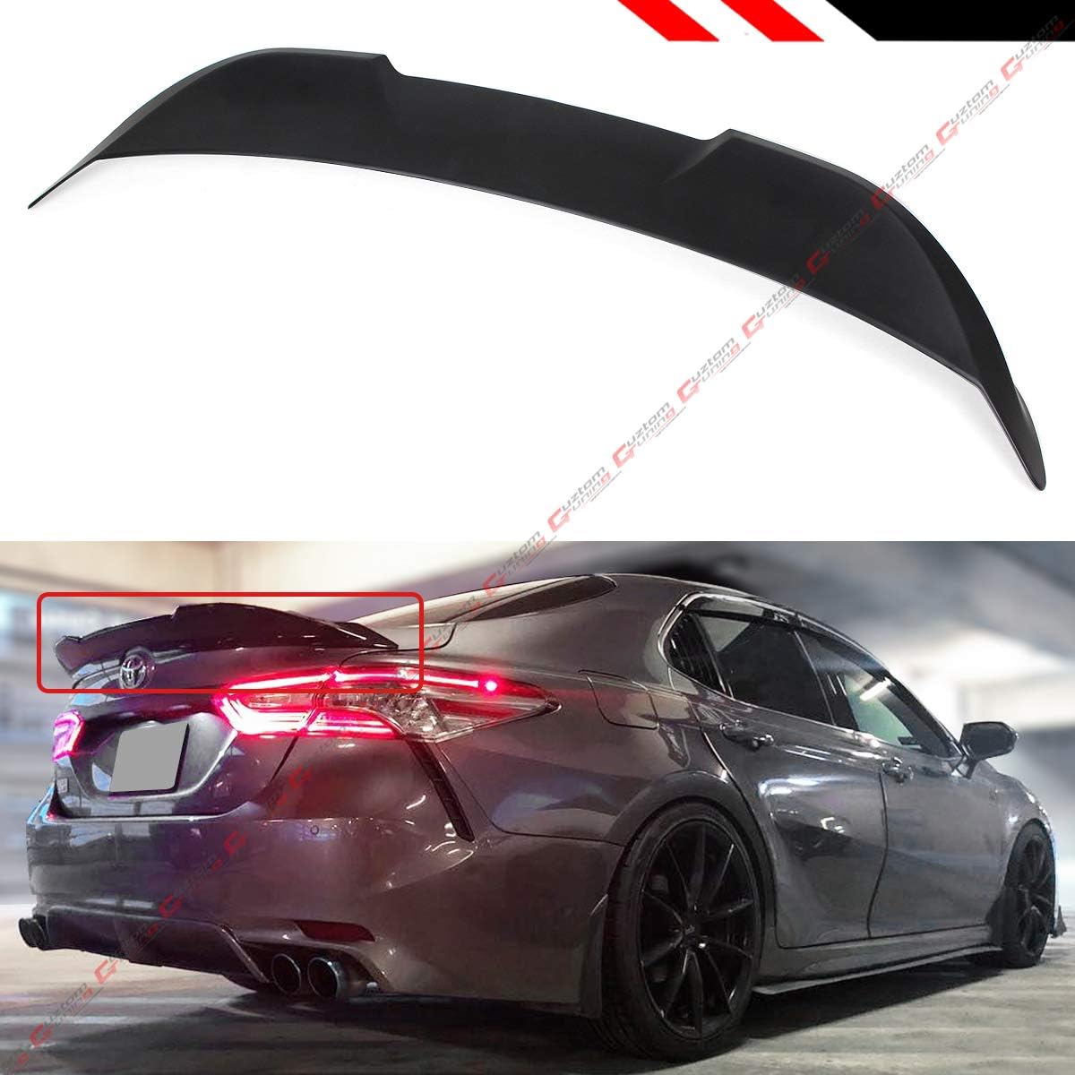 Cuztom Tuning Fits for 2018 2019 Toyota Camry LE XLE SE XSE Hybrid TR Style Duckbill Rear Trunk Lid Spoiler Wing- Matt Black
