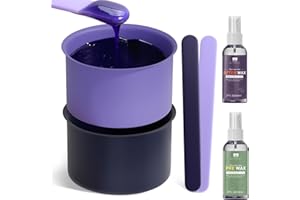 BLITZWAX 2pcs Silicone Waxing Pot Bowls for Hair Removal, 16 oz Hard Wax Warmer Replacement with Spatulas for Home Use, Easy to Clean and Ideal for Beginners Wax Liners, Purple and Dark Blue