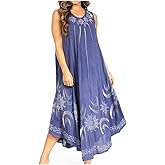 Sakkas Starlight Fourth Women's Tie Dye Caftan Tank Dress/Cover Up Beach Kaftan