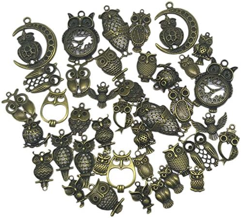 150 Gram (Approx 40pcs) 20 Different Style DIY Antique Metal Owl Charms Pendant for Crafting,Bracelet Necklace Jewelry Making Accessories