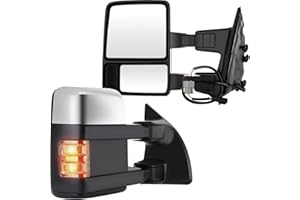 FEIPARTS Tow Mirrors Fit for 1999-2007 for Ford for F250/for F350/for F450/for F550 Super Duty Rearview Mirrors with Power Adjusted Heated Chrome Turn Signal Light