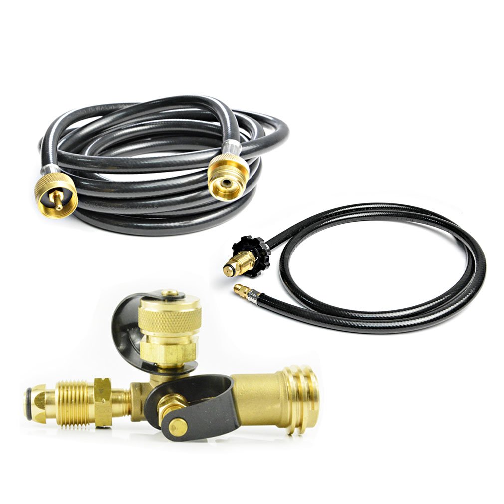 Photo 1 of Stanbroil Propane Brass Tee Adapter Kit with 4-Port with 5-feet and 12-feet Hose for Motorhomes Tank RV Camping