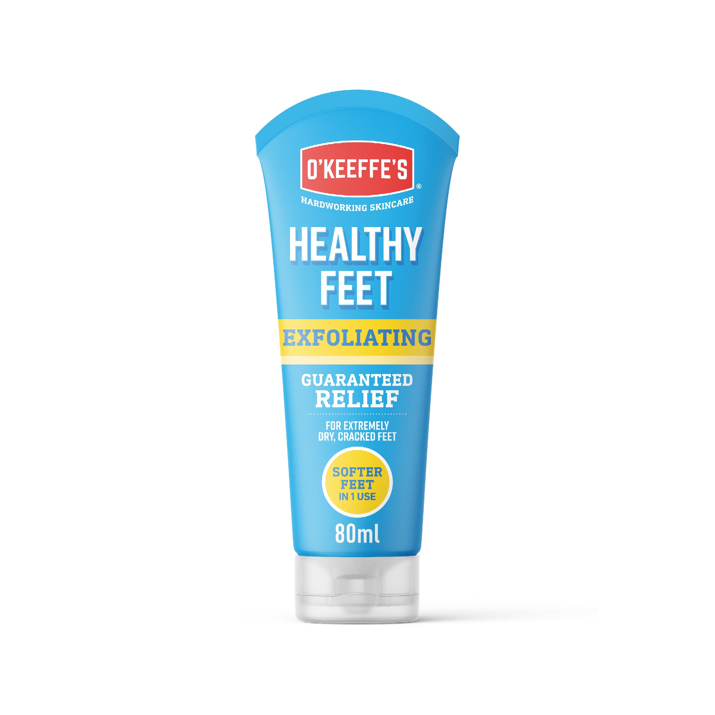 O'Keeffe's Healthy Feet Exfoliating Tube, 80ml – Foot Cream for Very Dry Skin, Cracked Heels and Feet | Softer Feet In One Use