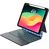 ZENLU iPad 9th Generation Case with Keyboard Detachable, Rugged Protective Shell, Multi-Touch Trackpad, Pen Holder, Vertical Stand, Backlit Keyboard for 10.2 iPad 7 8 9 Gen, Pro 10.5", Air3 (Black)