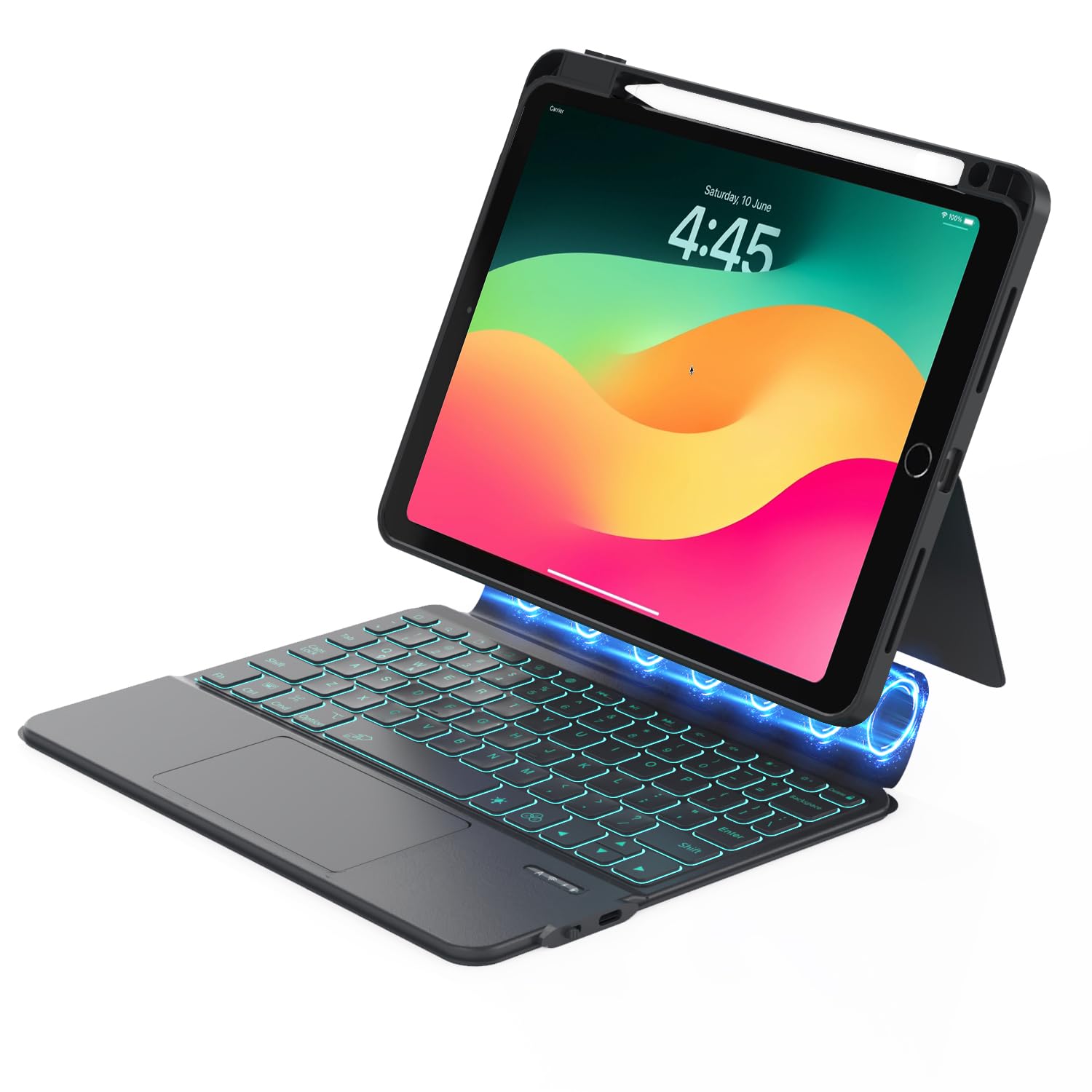 Photo 1 of ZENLU iPad 9th Generation Case with Keyboard Detachable, Rugged Protective Shell, Multi-Touch Trackpad, Pen Holder, Vertical Stand, Backlit Keyboard for 10.2 iPad 7 8 9 Gen, Pro 10.5", Air3 (Black)