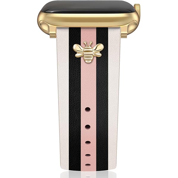 Honey Bee charm purple pink stripe Apple Watch Band 38/40/41mm Cute Honey Bee Print, Apple Watch Band (38mm / 40mm / 41mm  main image 4