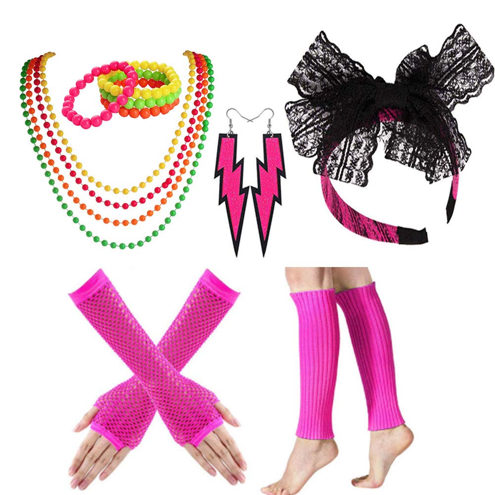 Online Shopping And Fashion Store 80s Fancy Costume Accessories Set For Girls Fishnet Gloves Headband Earrings T Shirt Clip On Sale 70 Off Propangas Com Br