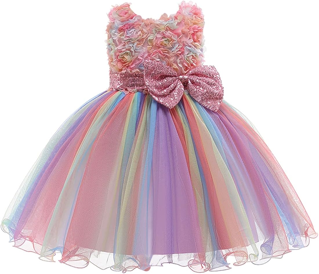 OLIPHEE Kids Tutu Dress Rainbow Princess Dress Up for Girls Cosplay