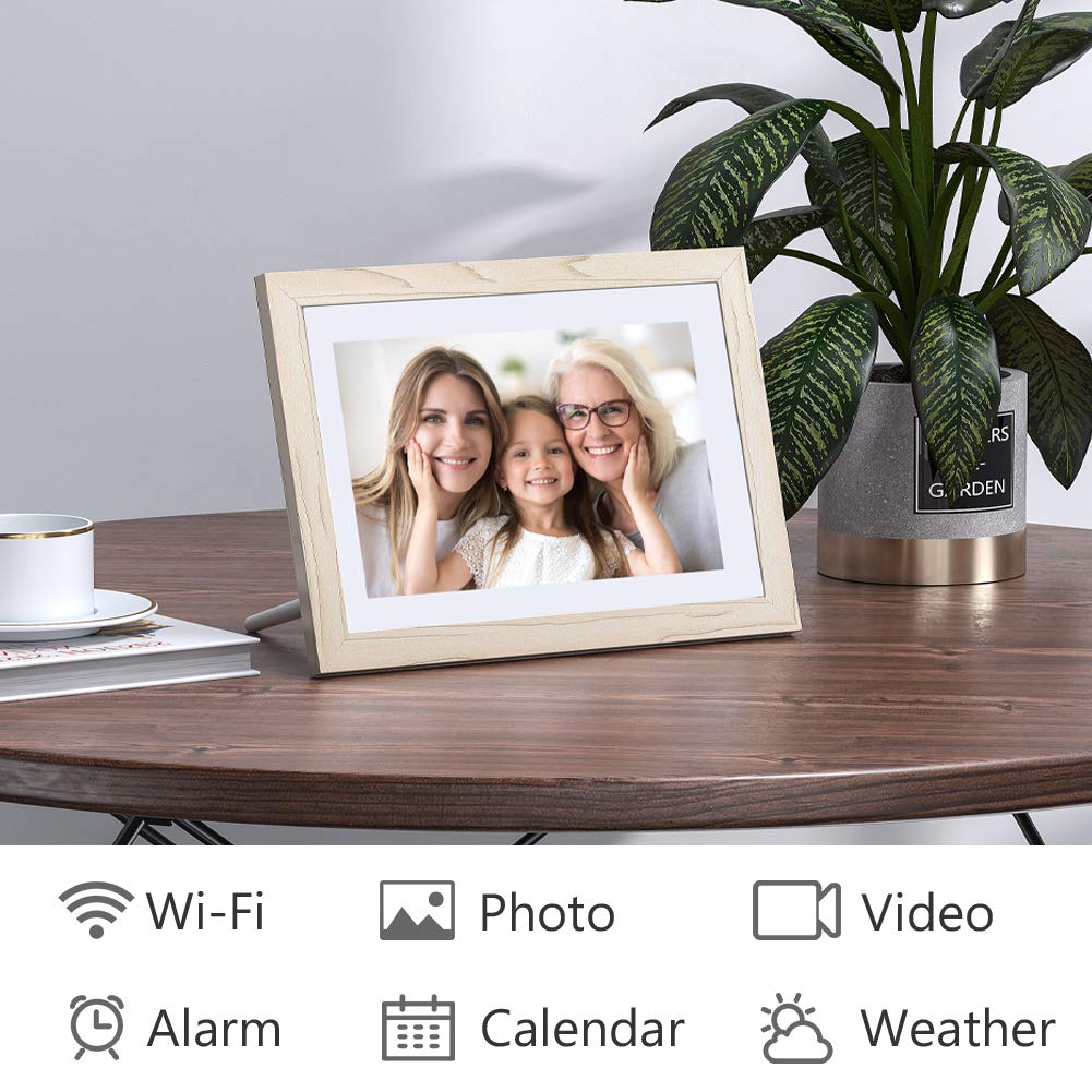 Dragon Touch Digital Picture Frame WiFi 10 inch IPS Touch Screen Digital Photo Frame Display, 32GB Storage, Auto-Rotate, Share Photos via App, Email, Cloud, Classic 10 White, XKS0001-WT-US2