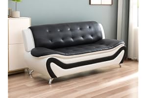 Dekmxas Leather Couches for Living Room, Living Room Couch Set, Sofa for Bedroom, Apartment, Living Room Furniture Sets (a-Leather Black&White, Sofa)