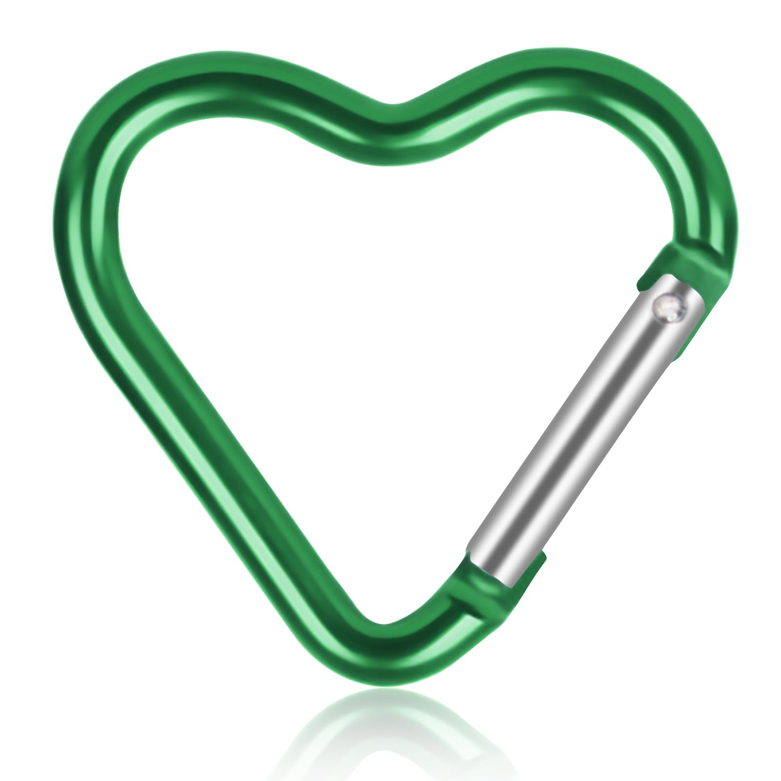 Carabiner Clip, Heart Shaped Buckle Aluminum Alloy Safety Clip Camping Hanging Buckle Water Bottle Chain Clip Climbing Clips Hammock Carabiner for Outdoor Hiking (Green)