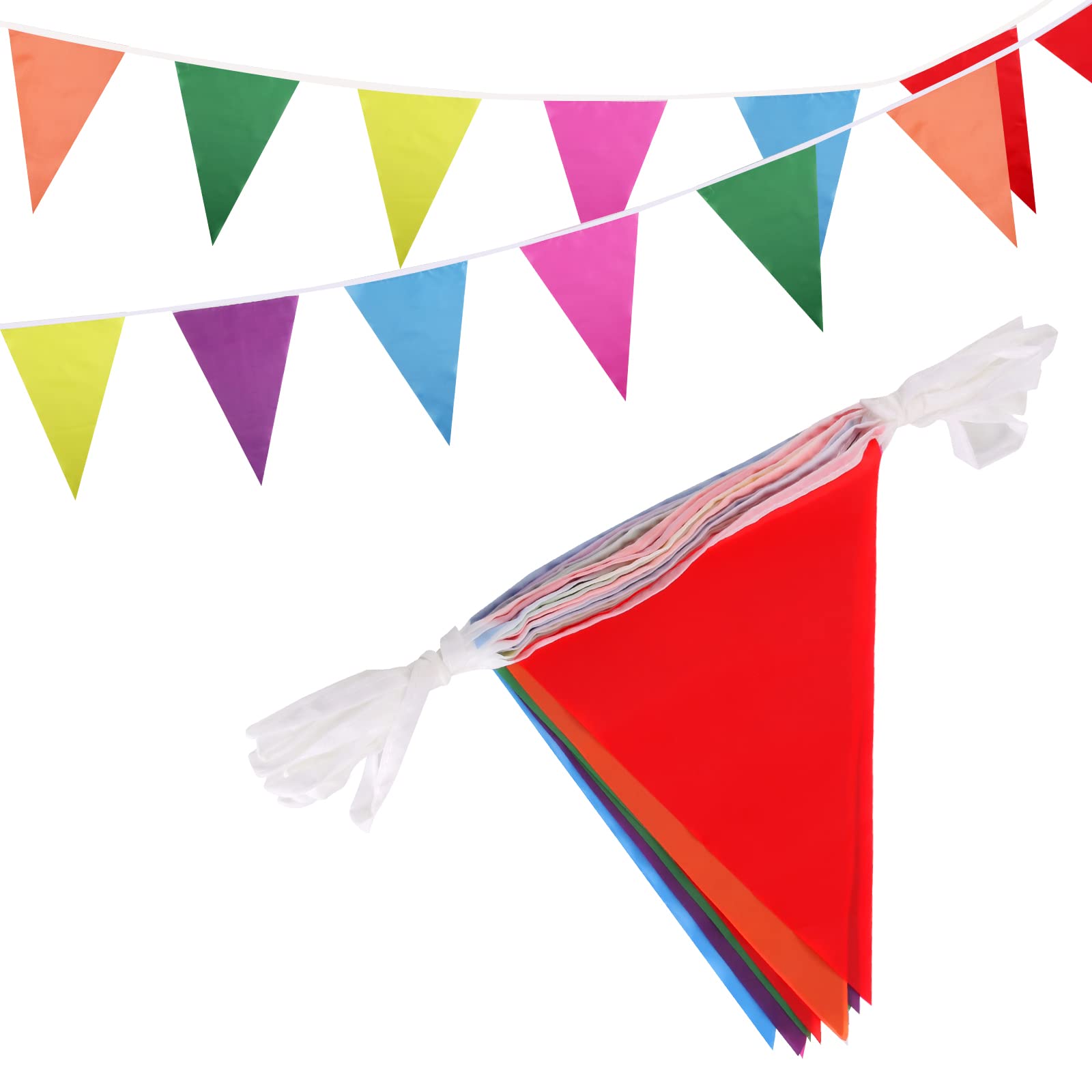 Reusable Party Decorations Bunting, 60 Feet Multicolor Triangle Flag Banner (40 Flags -8"x12")