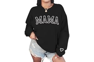 NAZENTI Embroidered Mama Sweatshirt, Mothers Day Sweatshirt Gifts for Mom Mama, Embroidered Crewneck Sweatshirt for Women