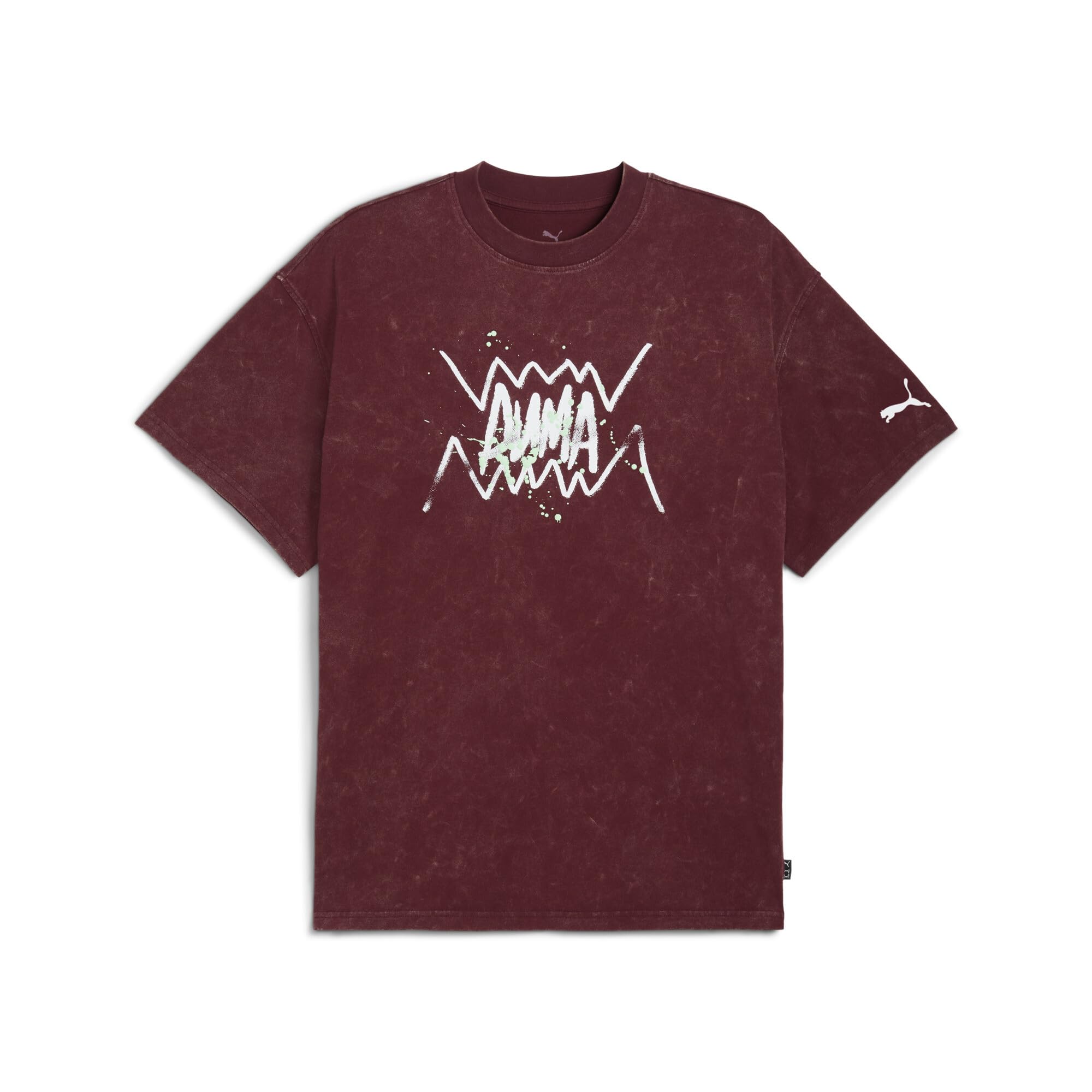 PUMA Men's Graphic T-Shirt (Available in Big and Tall Sizes), Ruby Shimmer Basketball Paint AH25, Small Image