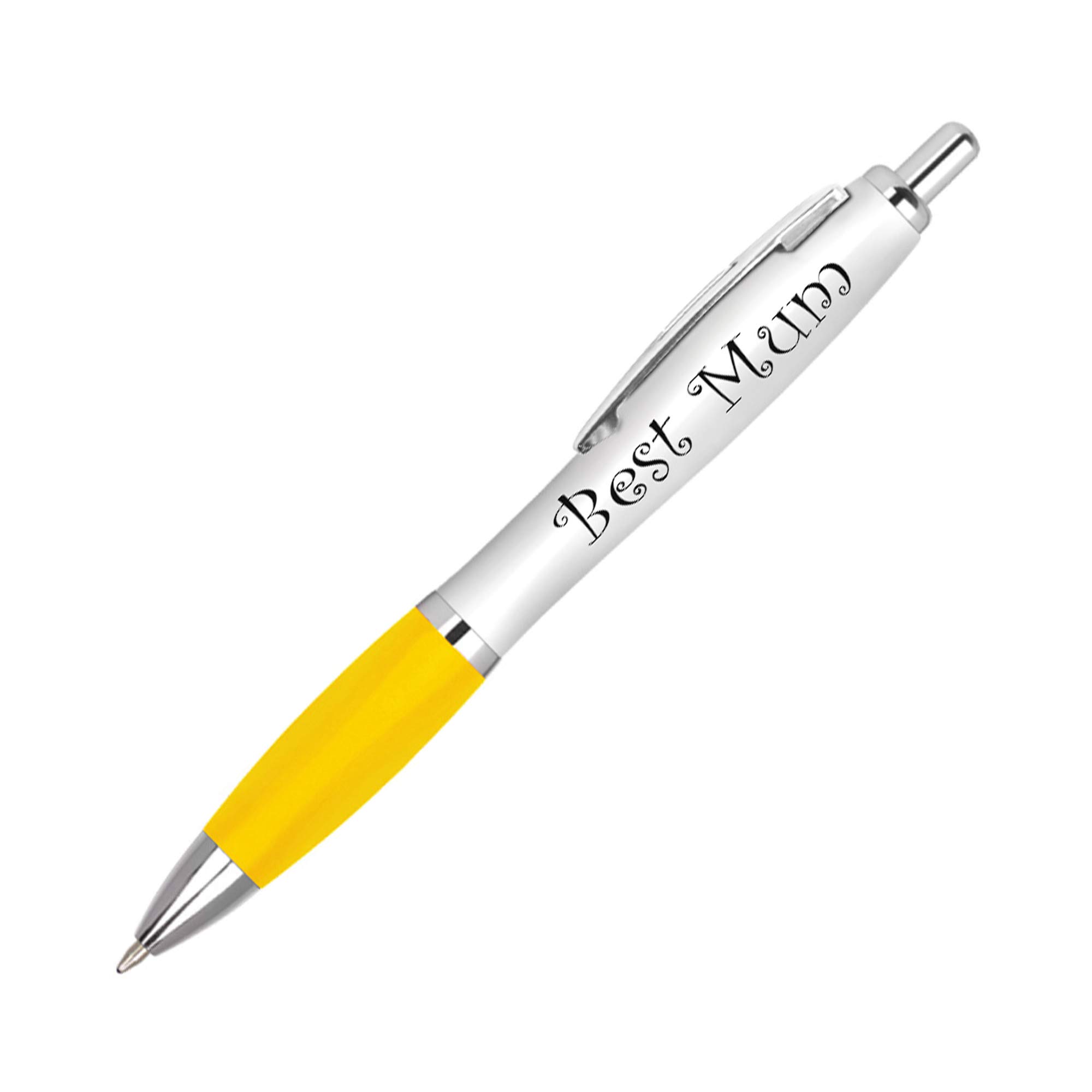 1 x Yellow Best Mum Pen - Mother Mummy Mother's Day Birthday Christmas #UV0004