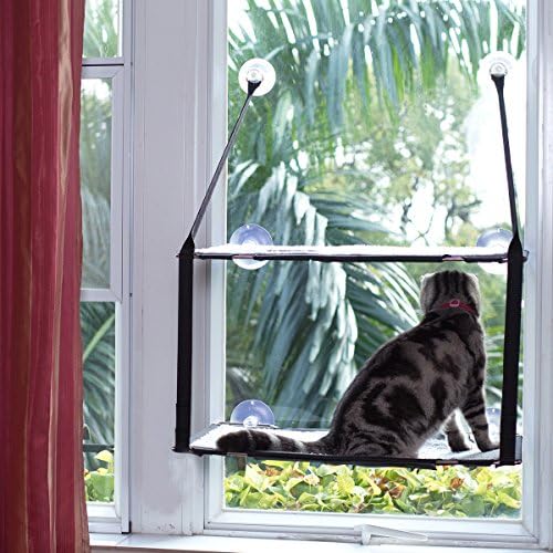 JINGHU 2018 Cat Bed Window Hammock Perch Kitty Sunny Mats Frames Liners(Double Level, Brown) (Double, Grey)