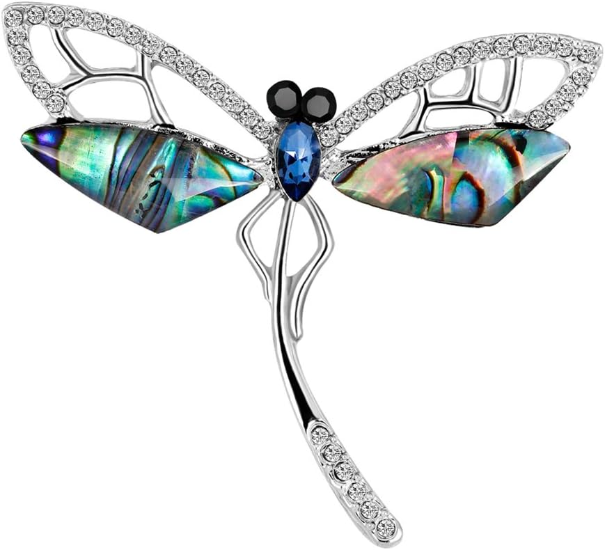 Scrox 1Pcs New Christmas Brooch Pins Sliver Design Brooch Corsage Women Girls Fancy Dress Costume Brooch Charming Jewelry Accessories Gift For Sweater Scarf Shirt Christmas Party Prom (Dragonfly)